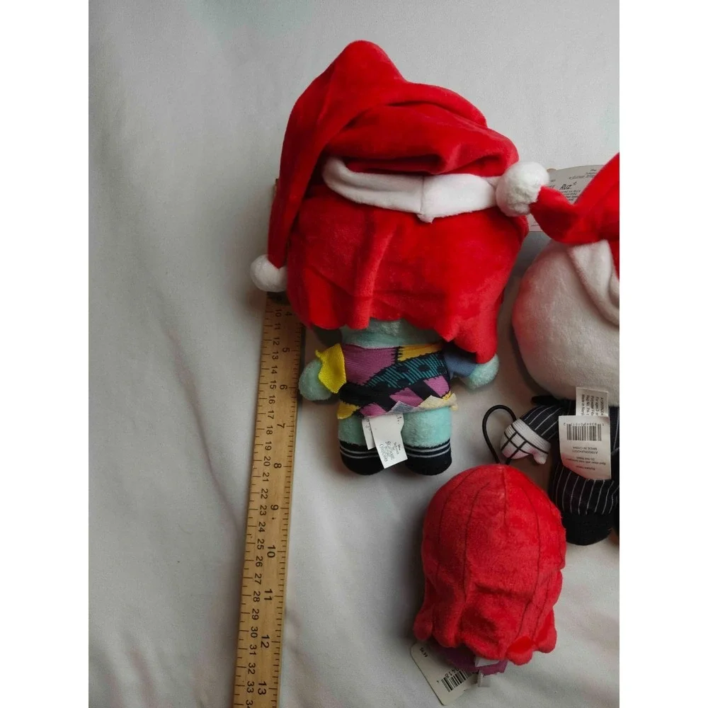 Nightmare Before Christmas Plush Lot Jack Sally Santa Hats & Hallmark Ornament